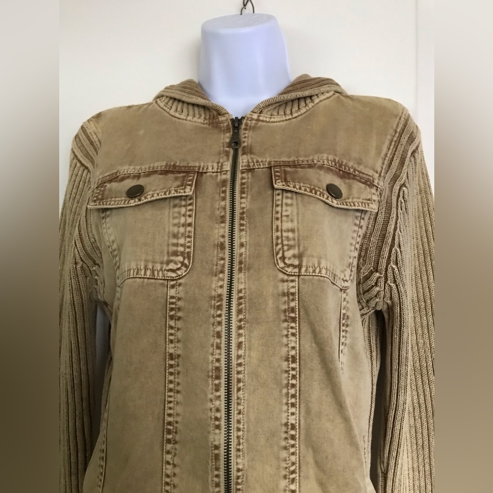 east side westside size L hooded Beige jacket closed in the front with zipper - Picture 4 of 14